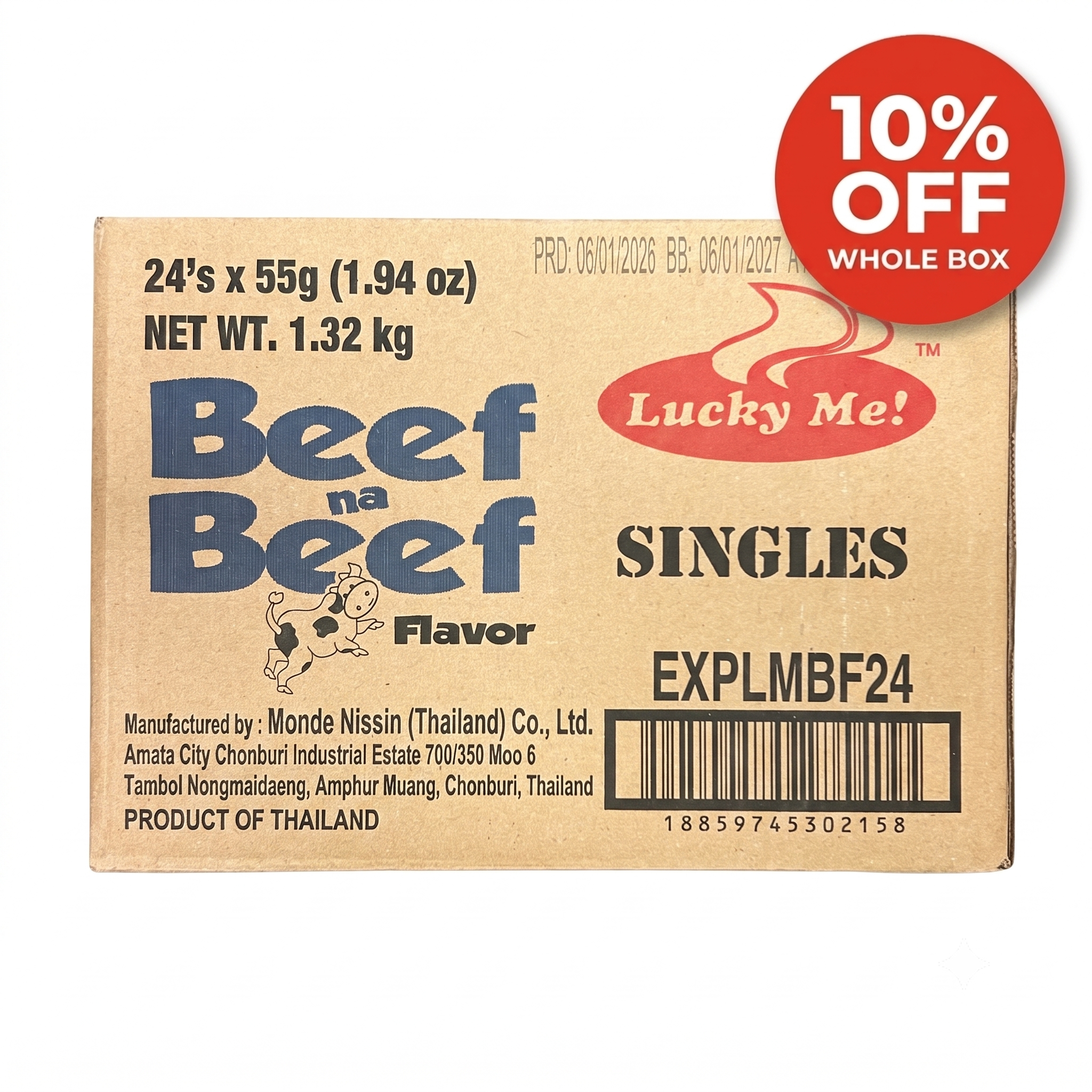 Lucky Me Beef Instant Noodles 70g - 24 Packets 10% off a full case